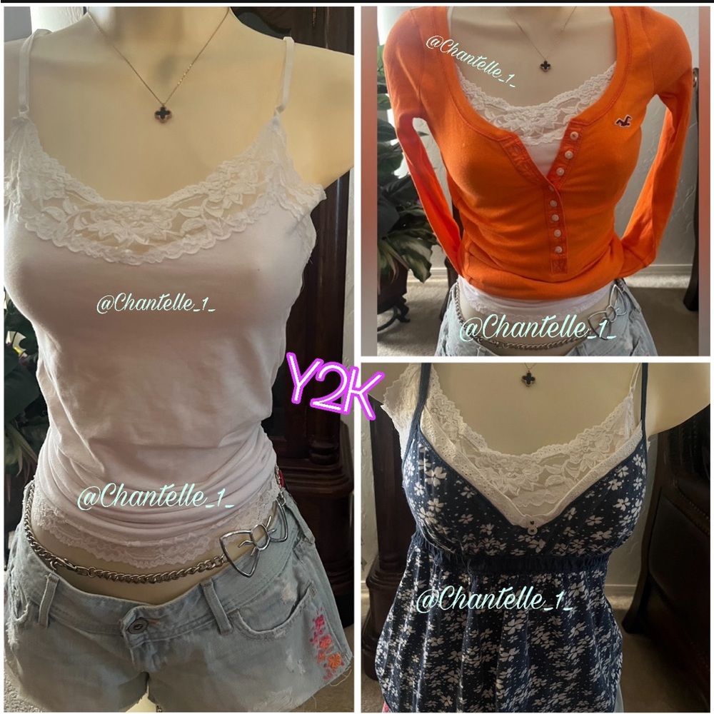 Y2K lace trim cami with adjustable straps ❣️